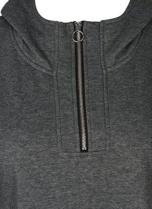 Lång swetshirt med huva, Dark Grey Melange, Packshot image number 2