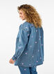 Lös jeanskjorta med broderade läppar, Light Blue Heart, Model image number 1