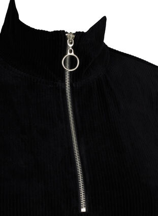 Velourklänning med hög hals och blixtlås, Black, Packshot image number 2