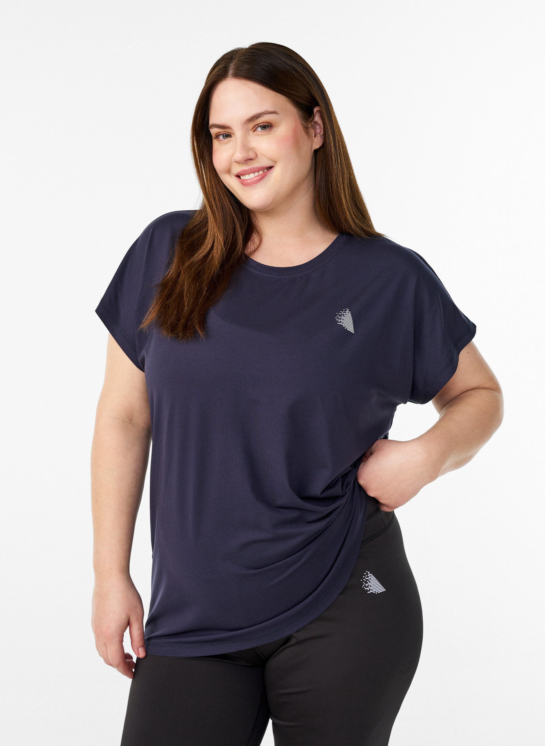 Enf&auml;rgad tr&auml;nings-T-shirt, Bl&aring;, Model