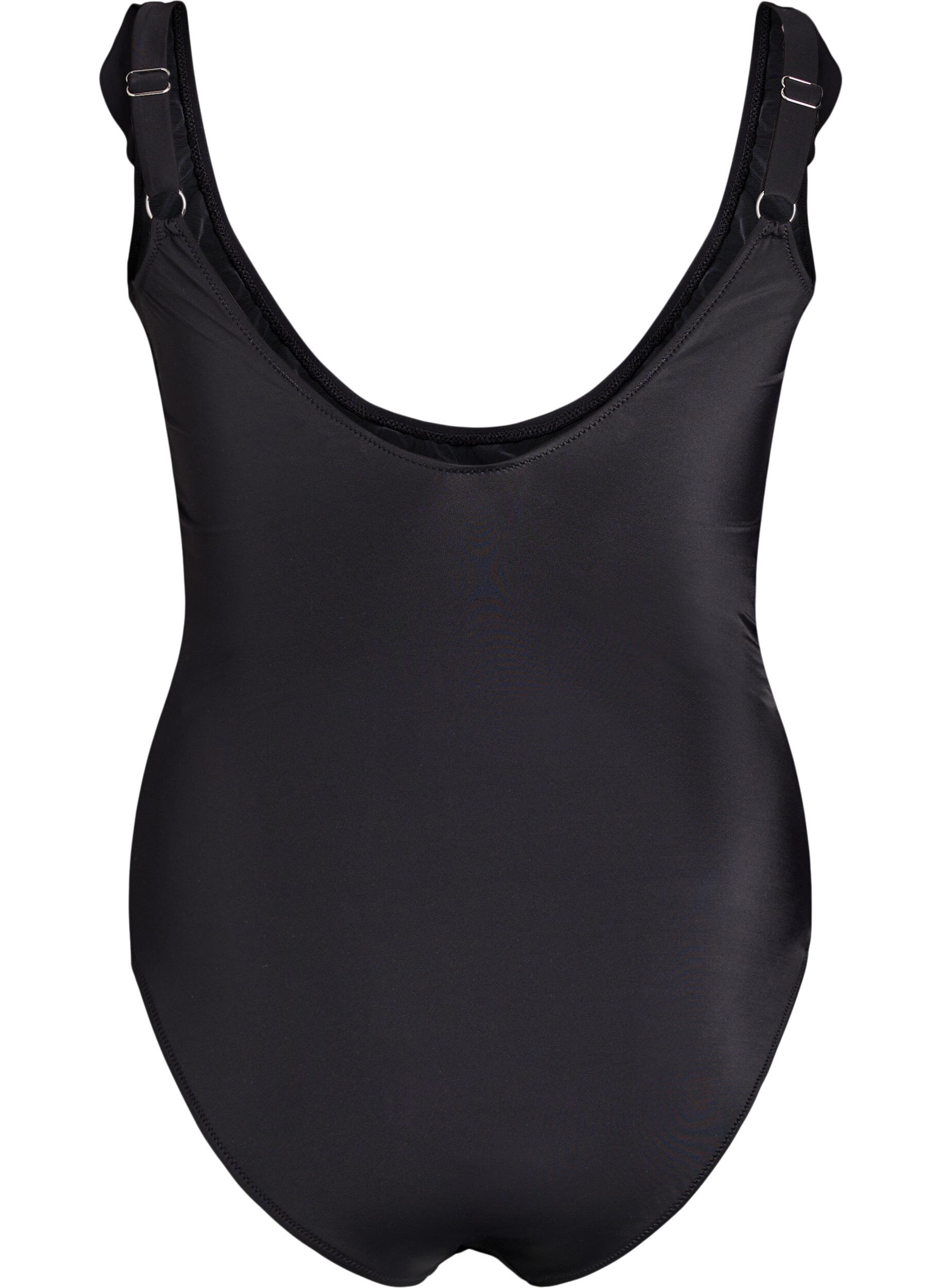 Zizzi Baddr&auml;kt med volanger och uttagbar vaddering, Svart, Packshot image number 1