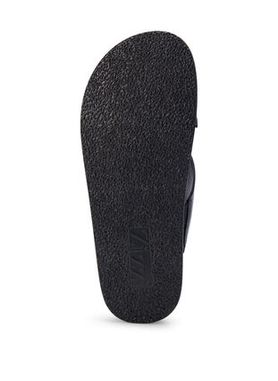 Sandal med bred passform och korsade remmar, Black, Packshot image number 4