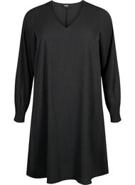 FLASH – Långärmad klänning med glitter, Black w. Silver 