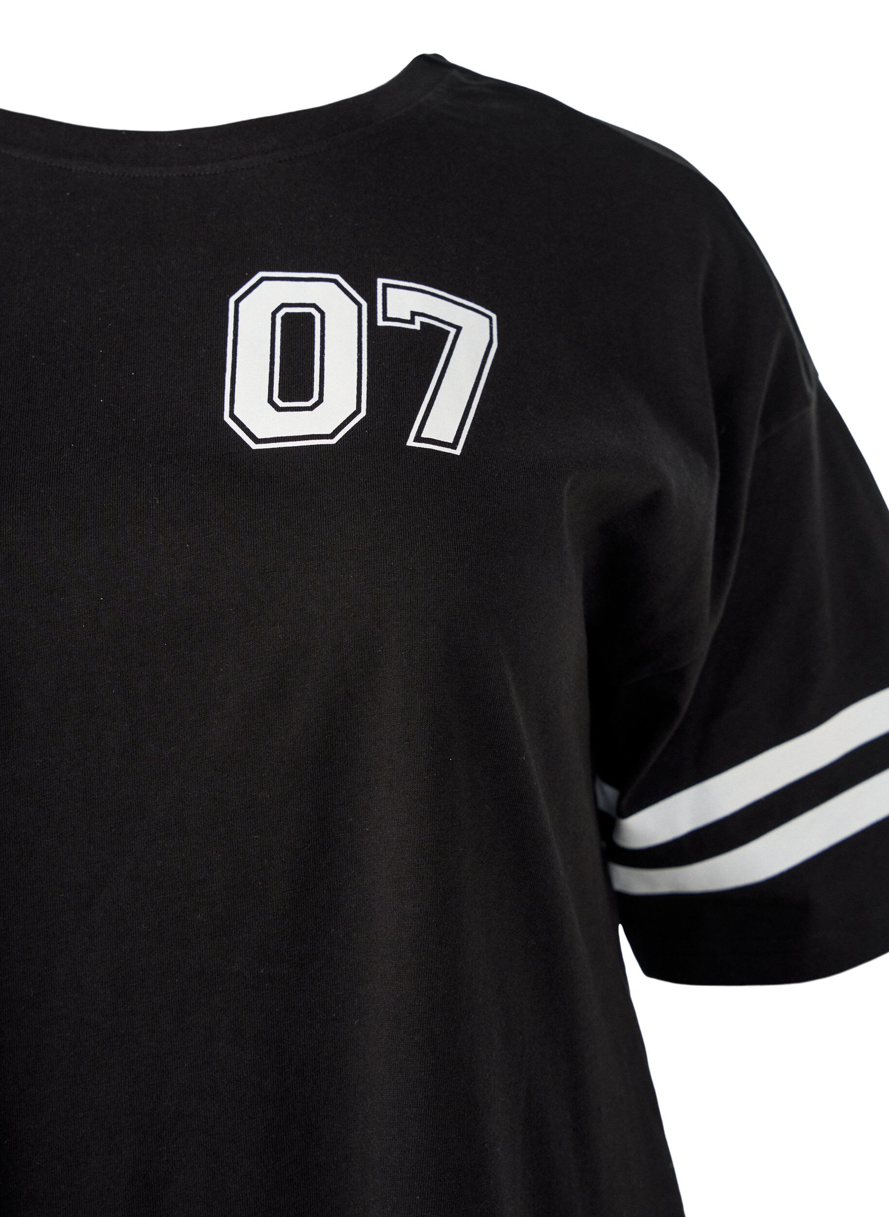 ZizziKort t-shirtkl&auml;nning med sportiga detaljer, Svart, Packshot image number 2