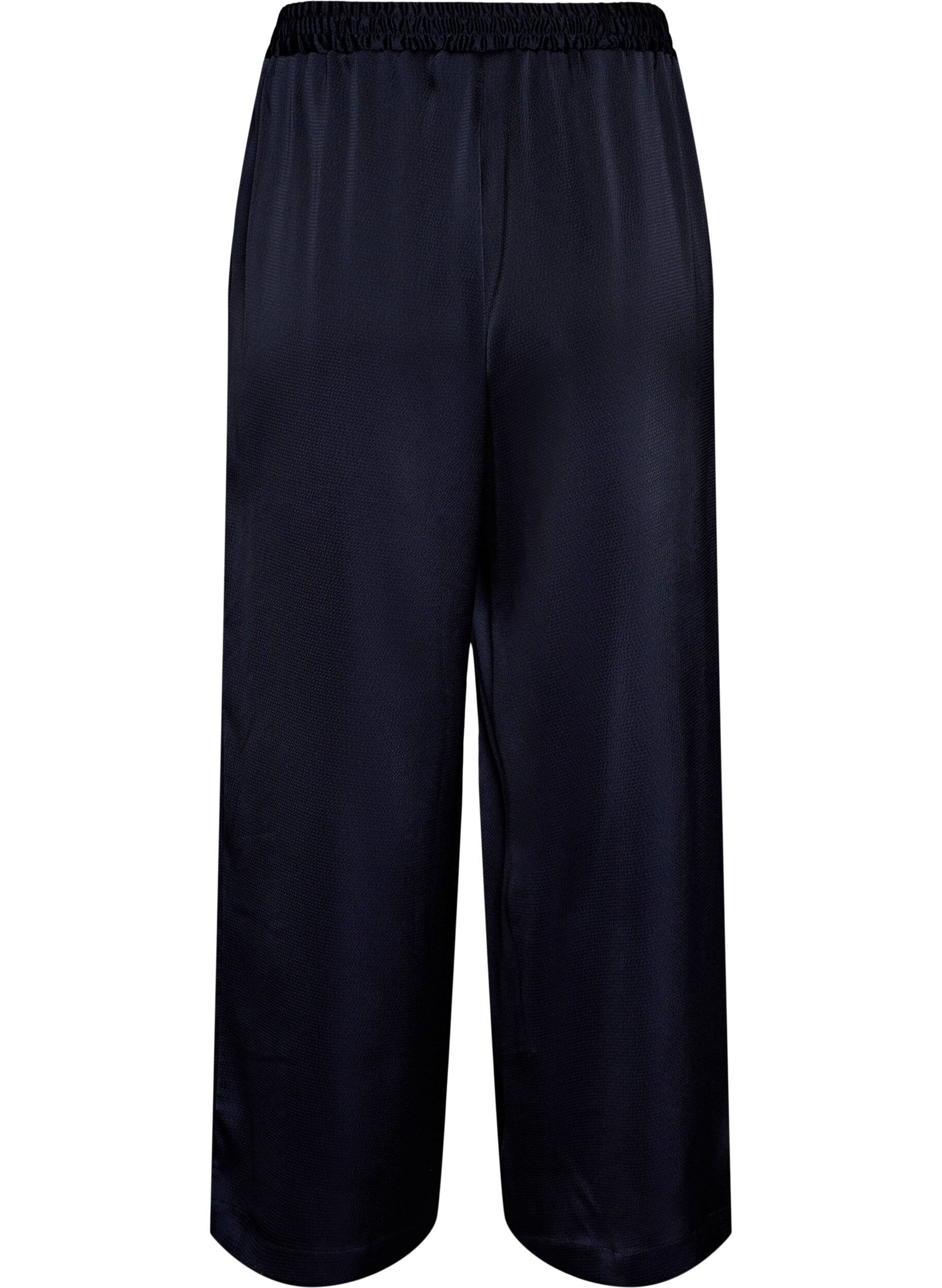 Zizzi Byxor i satinlook med vida, raka ben, Bl&aring;, Packshot image number 1