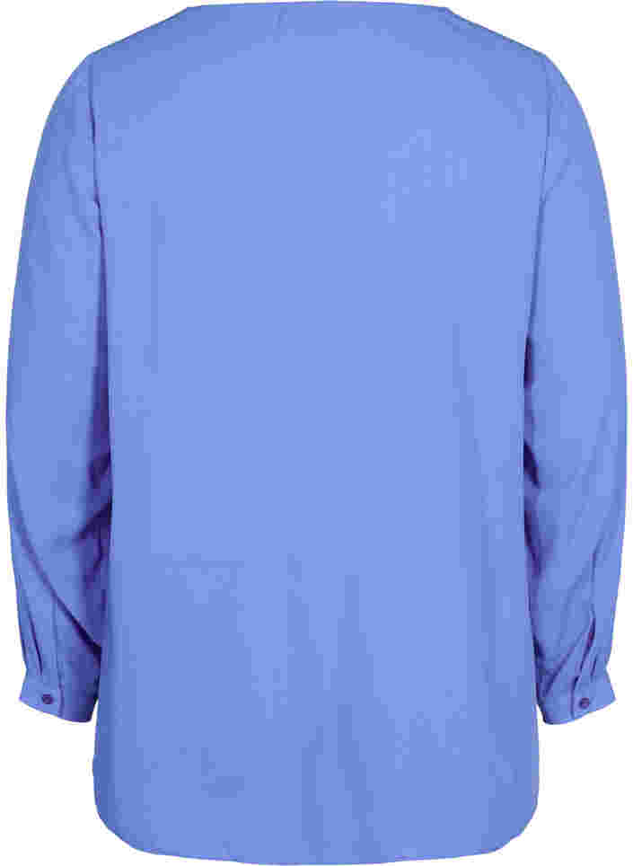 Enfärgad skjorta med V-ringning, Ultramarine, Packshot image number 1