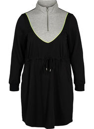 Sweatklänning med fickor och justerbar midja, Black comb