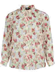 FLASH - Långärmad skjorta med blommönster, Off White Flower