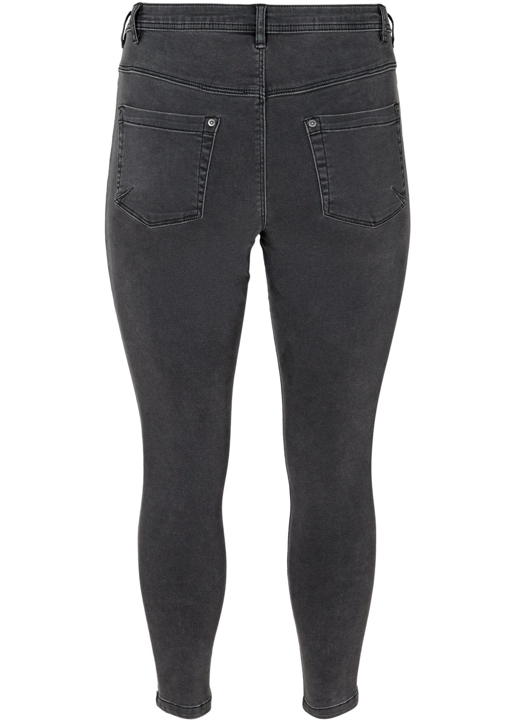 ZizziCroppade Amy jeans med dragkedja, Gr&aring;, Packshot image number 1