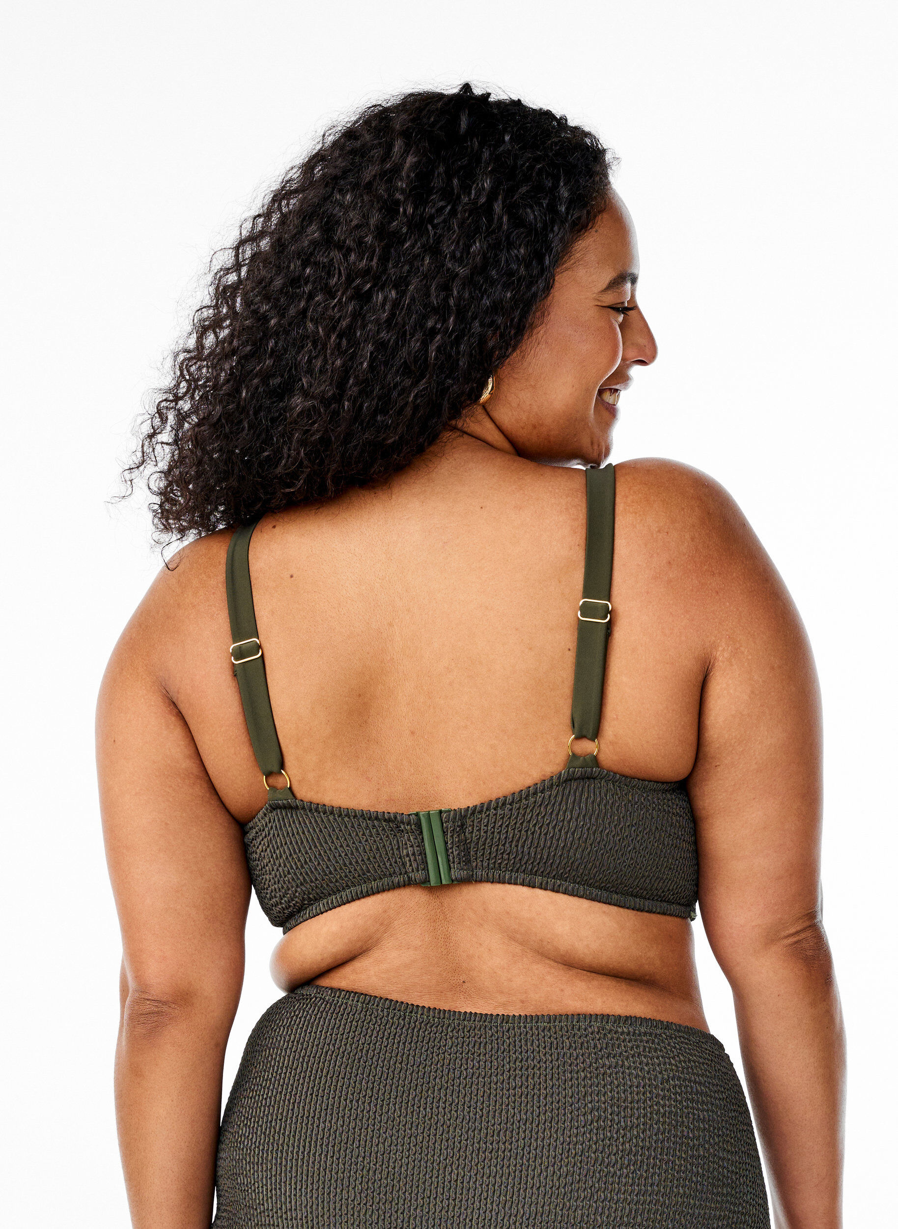 Zizzi Bikinitopp med textur och en elegant detalj, Gr&ouml;n, Model image number 1