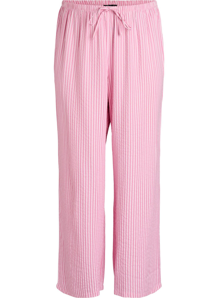 L&ouml;sa pyjamasbyxor i seersucker med h&ouml;g midja, Rosa, Packshot image number 0