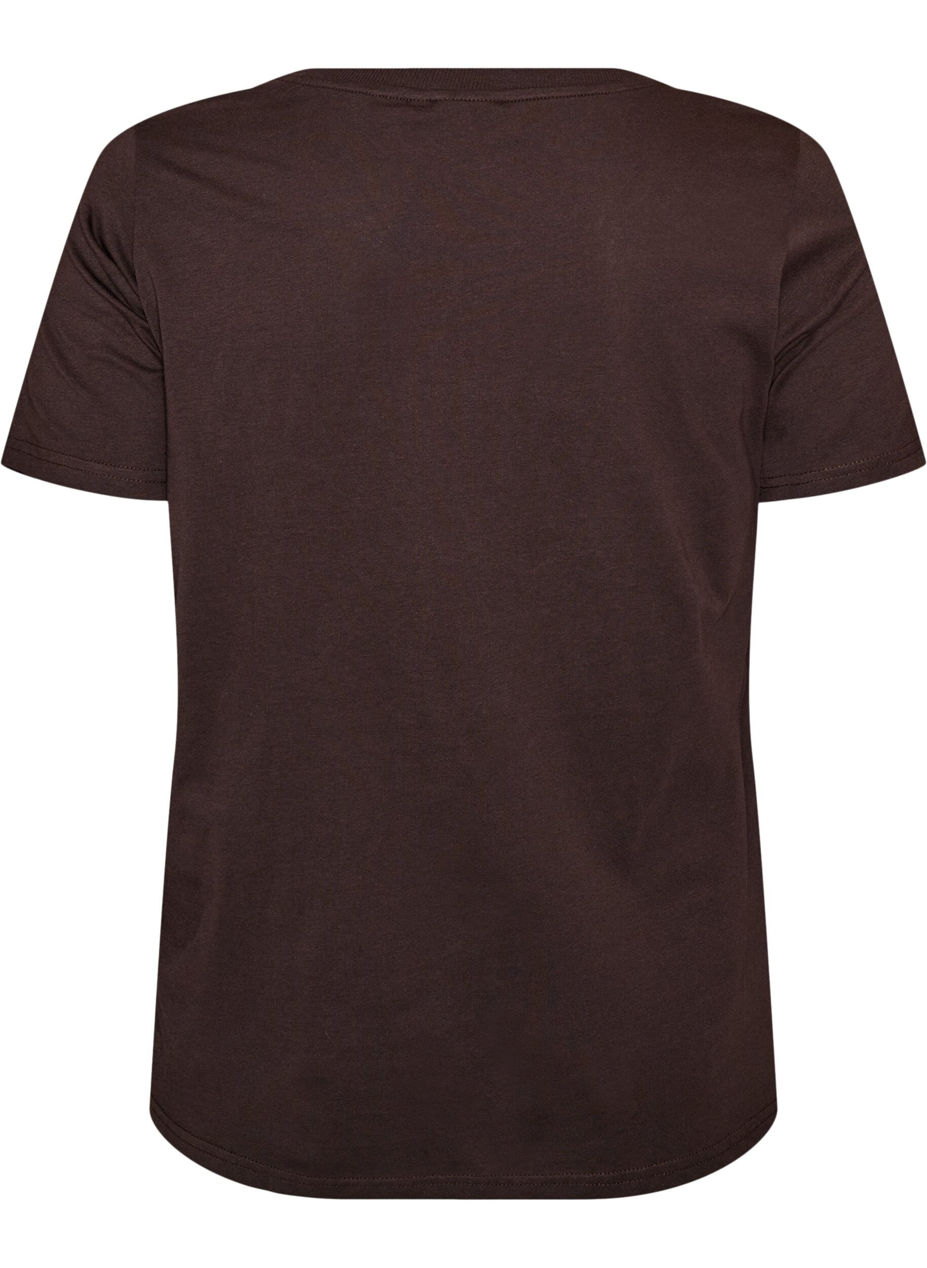 ZizziT-shirt i bomull med tryck framtill, Brun, Packshot image number 1