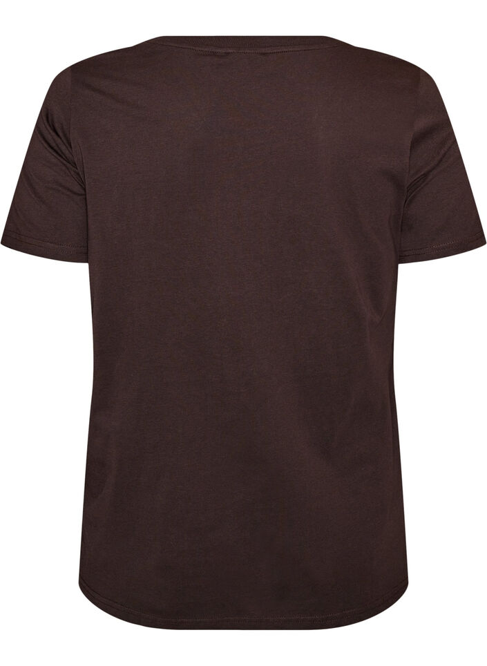 T-shirt i bomull med tryck framtill, Brun, Packshot image number 1