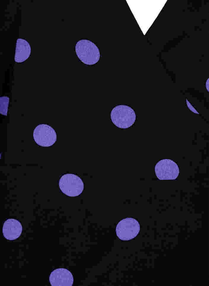 Prickig omlottopp i viskos, Black w. Purple Dot, Packshot image number 2