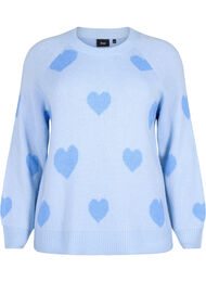 Pullover med hjärtan, Ch. Blue/Blue Bonnet