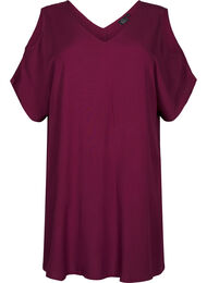 Strandklänning i viskos med axeldetalj, Röd