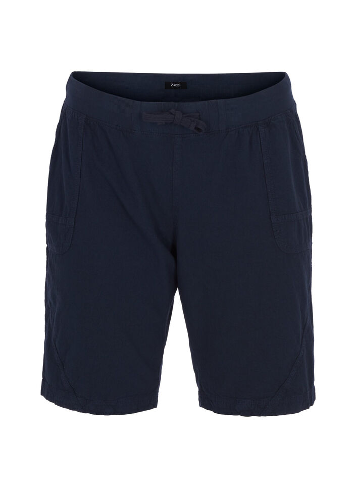 L&ouml;sa shorts i bomull med fickor, Bl&aring;, Packshot image number 0