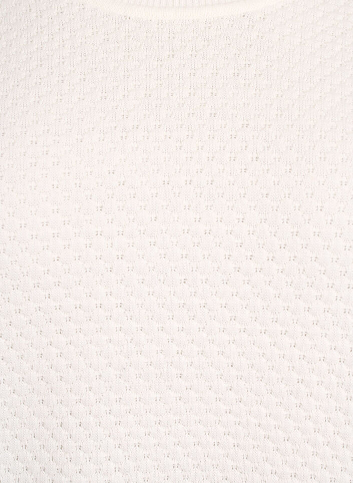 Stickad blus i bomull med strukturmönster, Vanilla, Packshot image number 2