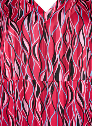 Långärmad midi-klänning med tryck, Fuchsia Pink AOP, Packshot image number 2