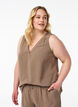 &Auml;rml&ouml;s topp med rynkdetaljer, Brun, Model image number 0