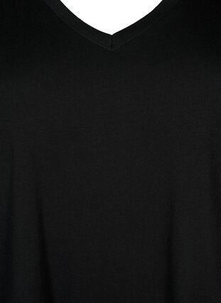 Enfärgad oversize t-shirt med v-hals, Black, Packshot image number 2
