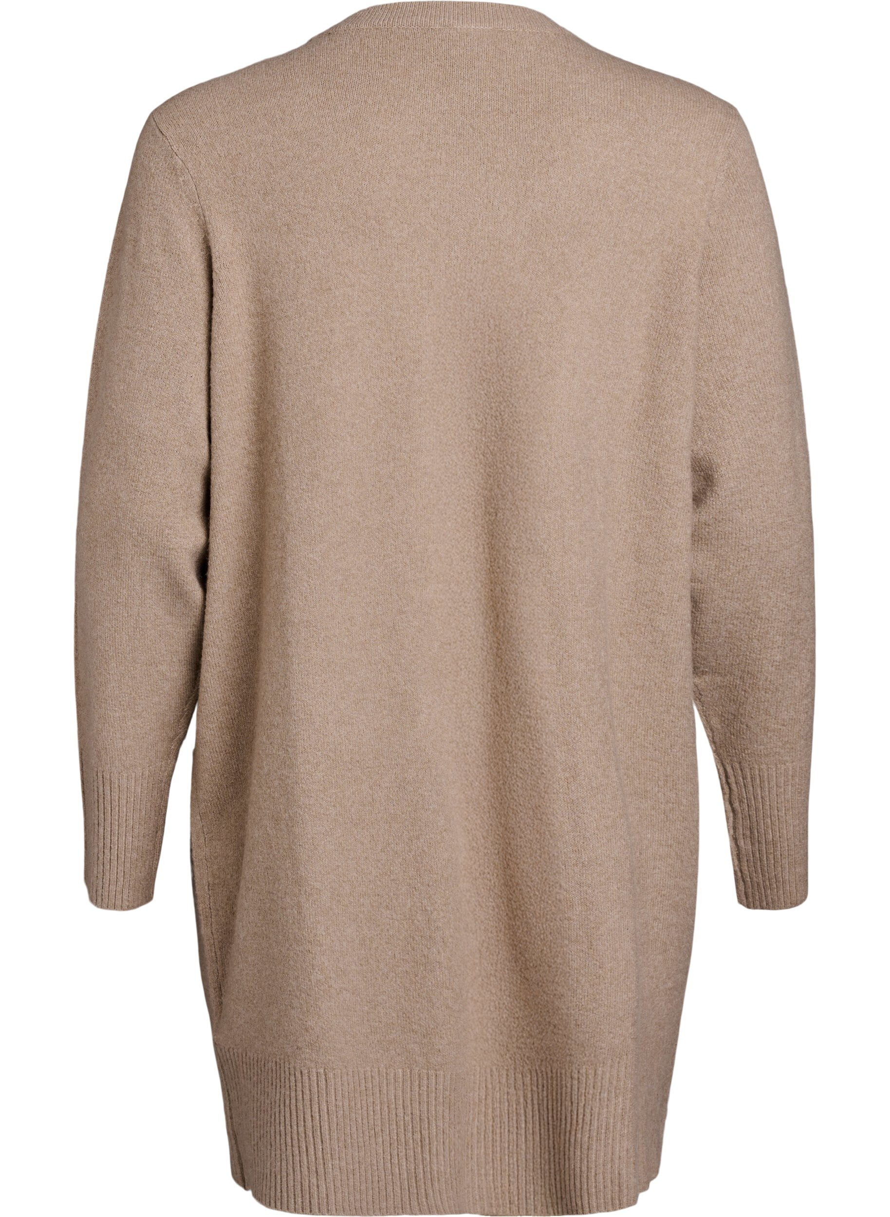 ZizziRibbstickad kofta med fickor, Beige, Packshot image number 1