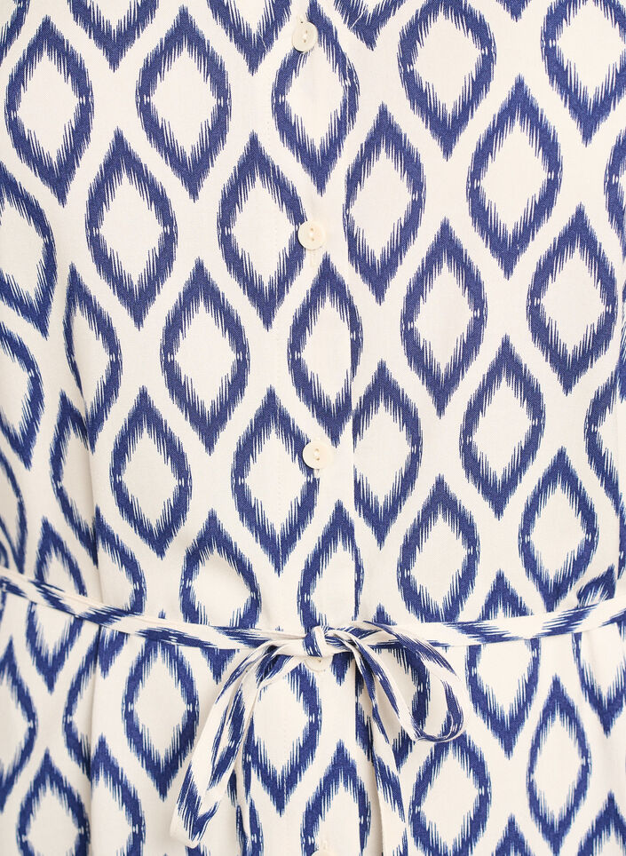 Midikl&auml;nning med tryck och knytsk&auml;rp, Vanilla, Packshot image number 2