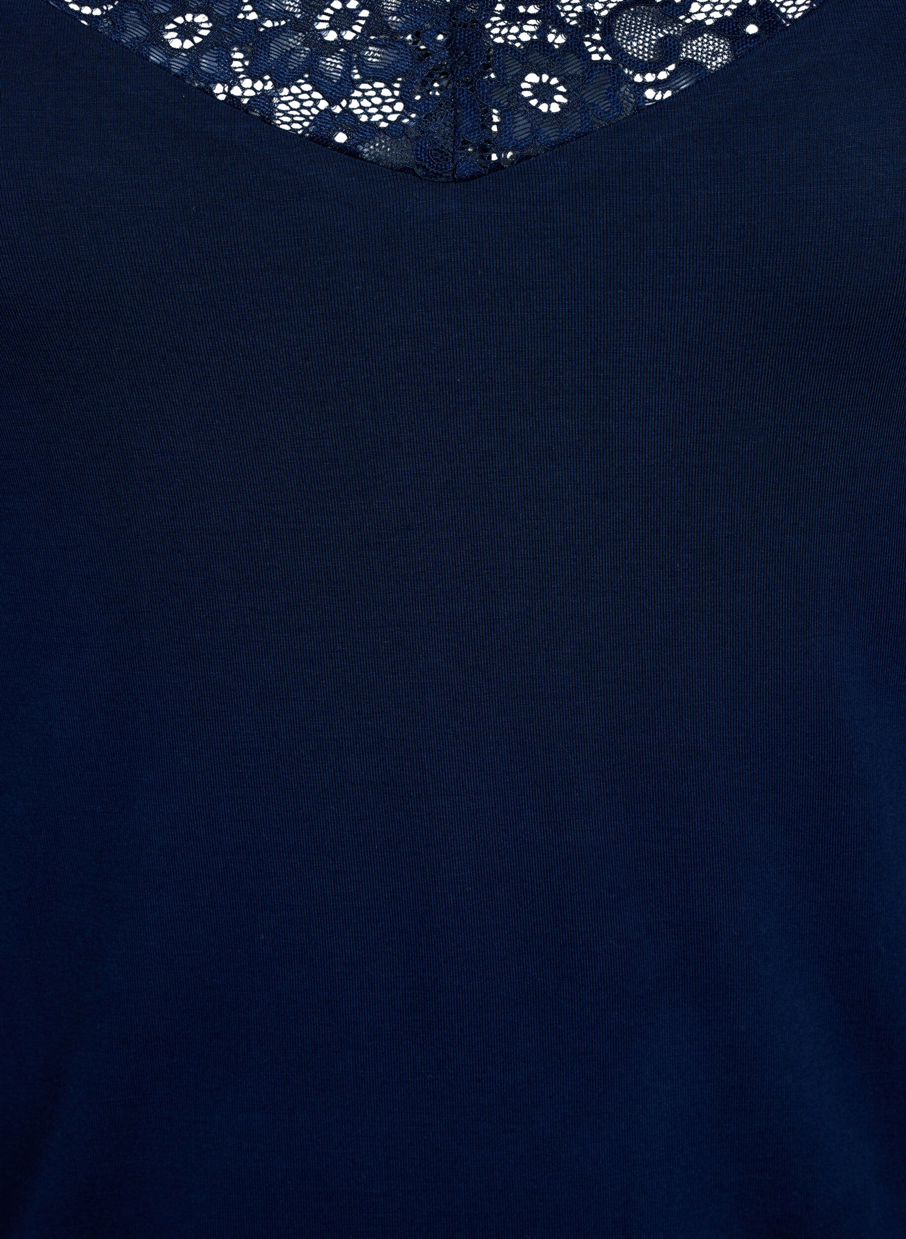 Zizzi Topp i viskos med spetskant, Bl&aring;, Packshot image number 2