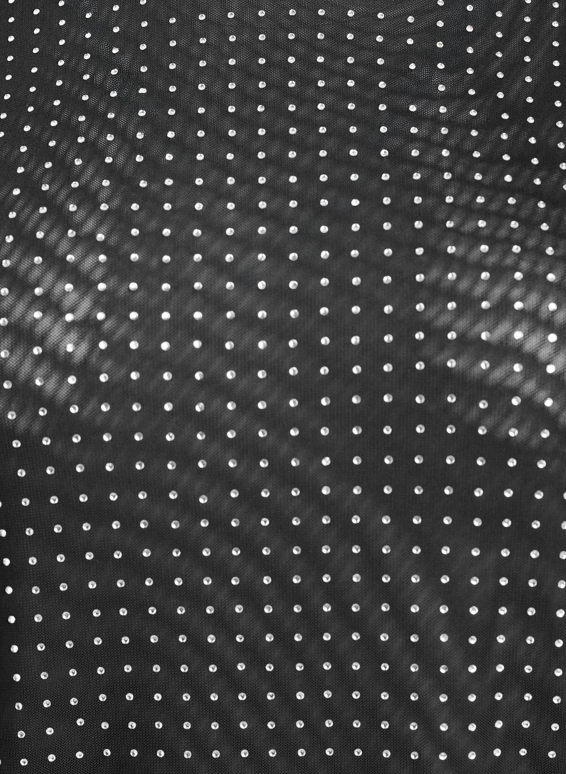 Zizzi Blus i mesh med strass och l&aring;nga &auml;rmar, Svart, Packshot image number 2