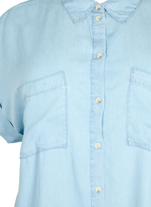 Kortärmad skjorta i lyocell (TENCEL™), Light blue denim, Packshot image number 2