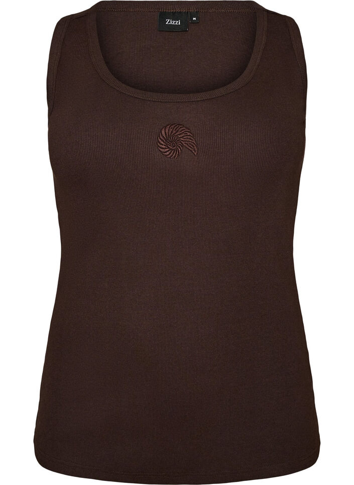 T&aring;tsittande topp med motiv, Brun, Packshot image number 0