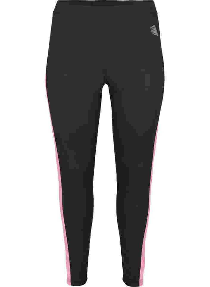 Skidunderställbyxor med kontrastfärgade revärer, Black w. Sea Pink, Packshot image number 0
