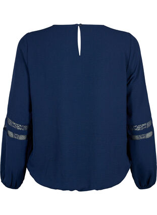 Långärmad blus med spets, Navy Blazer, Packshot image number 1