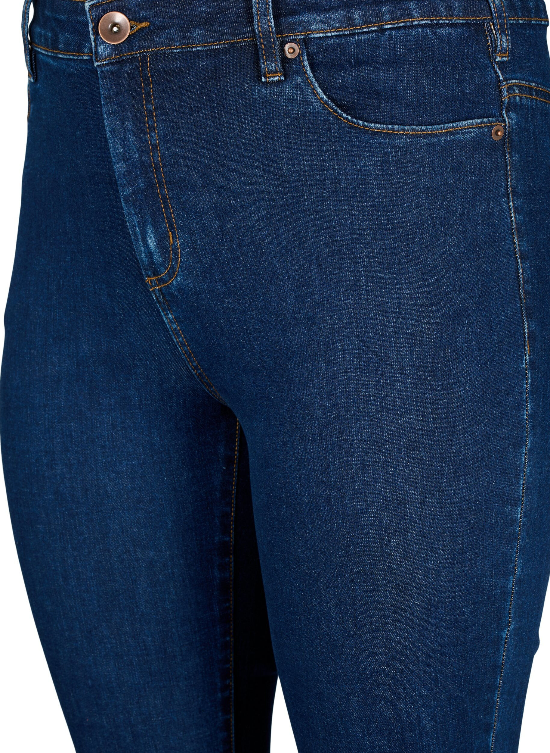 Zizzi Amy jeans med h&ouml;g midja och super slim fit, Bl&aring;, Packshot image number 2