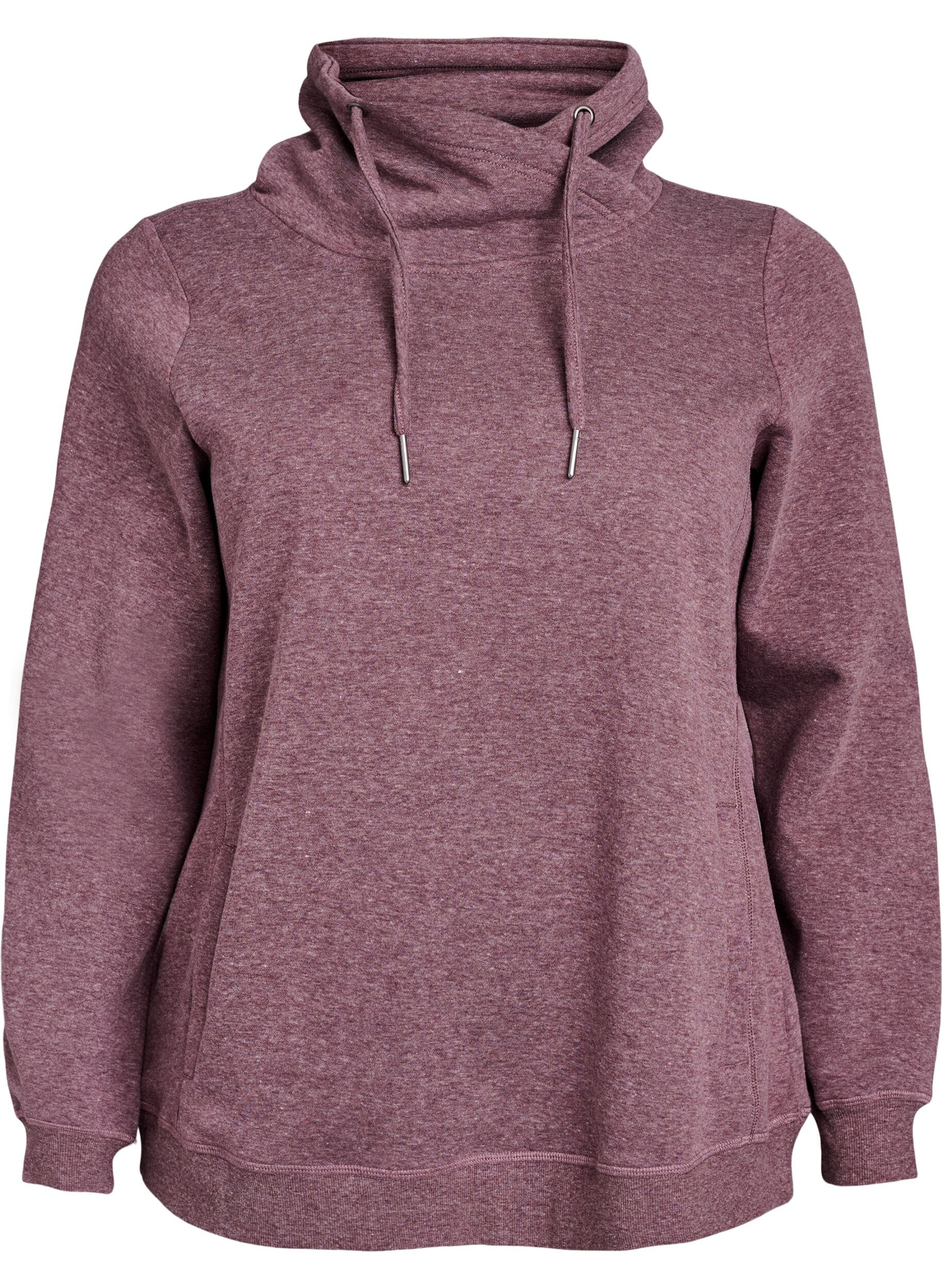 Zizzi FLASH - Sweatshirt med h&ouml;g krage och fickor, R&ouml;d, Packshot image number 0