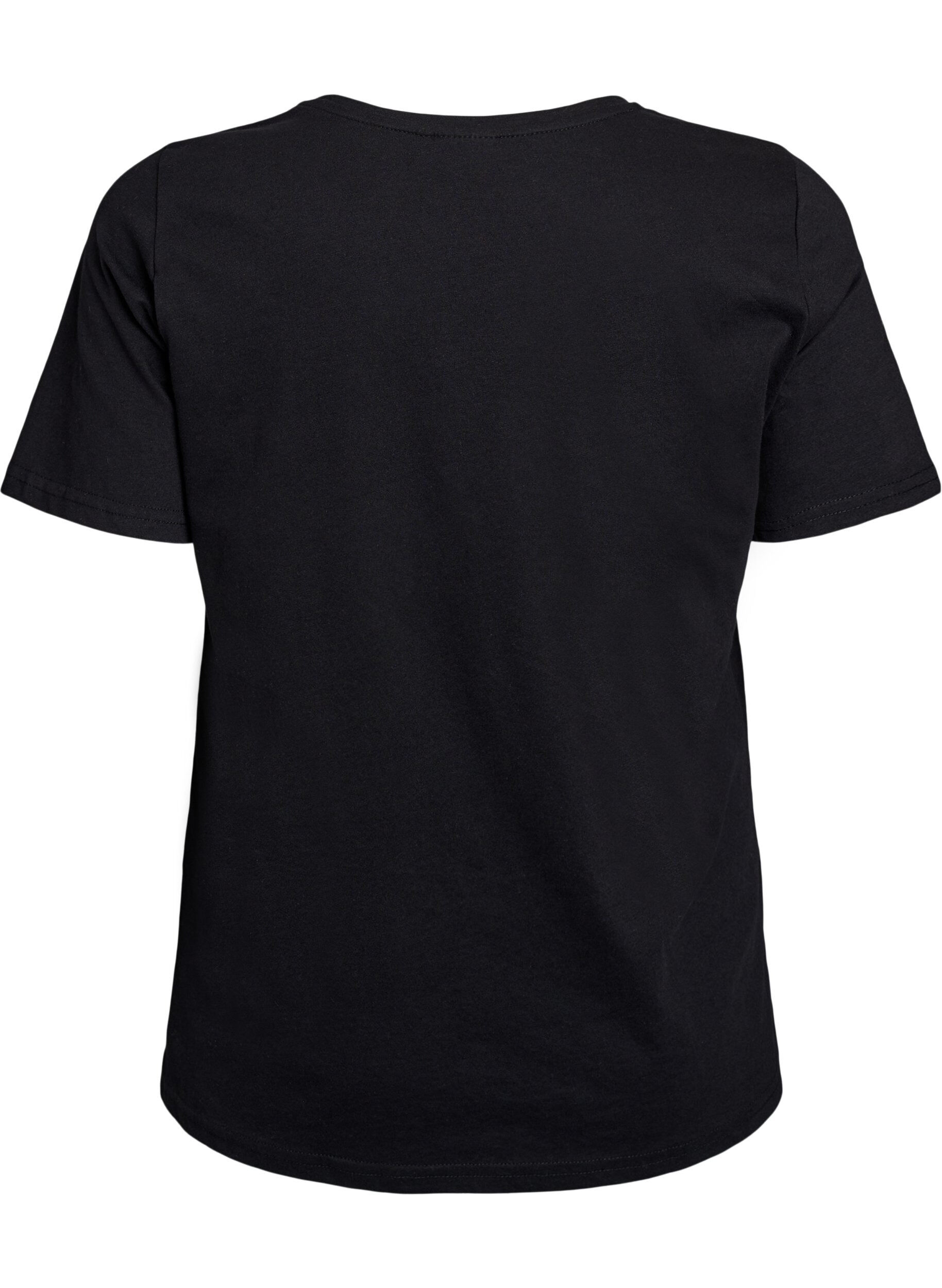 Zizzi T-shirt med tryck, Svart, Packshot image number 1