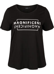 T-shirt i bomull med tryck, Black/Magnificent