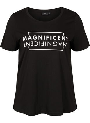 T-shirt i bomull med tryck, Black/Magnificent, Packshot image number 0