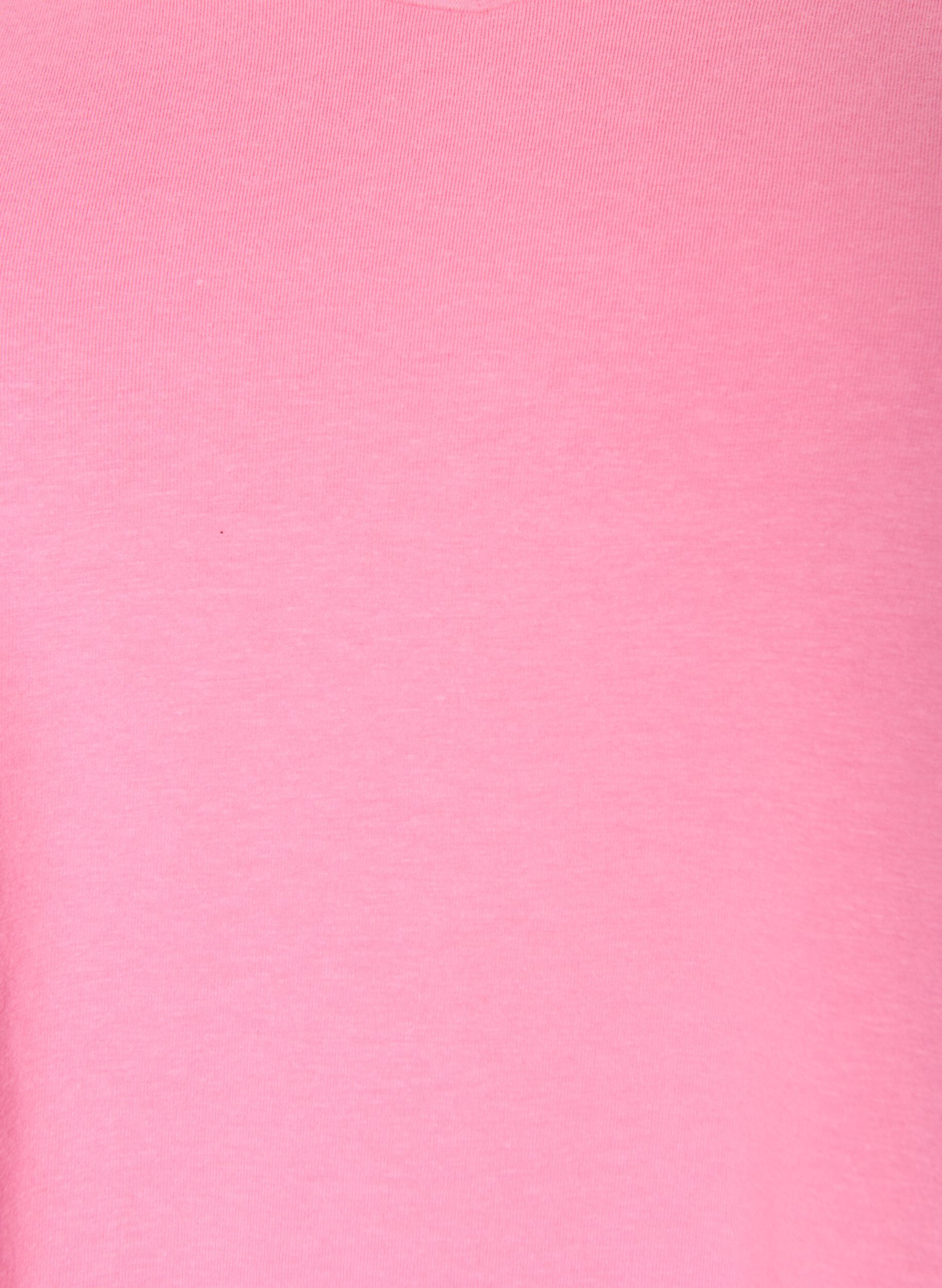 ZizziEnf&auml;rgad t-shirt i bomull, Rosa, Packshot image number 2