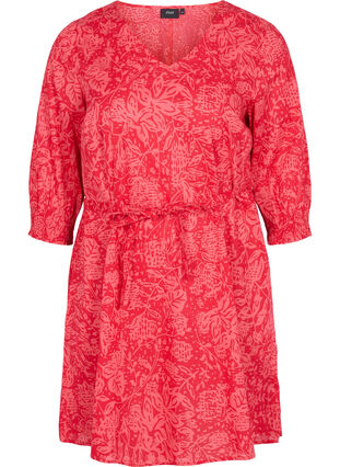 Mönstrad klänning med knytband, Ribbon Red AOP, Packshot image number 0