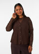 Blus i mesh med blommor och paljetter, Brun, Model image number 0