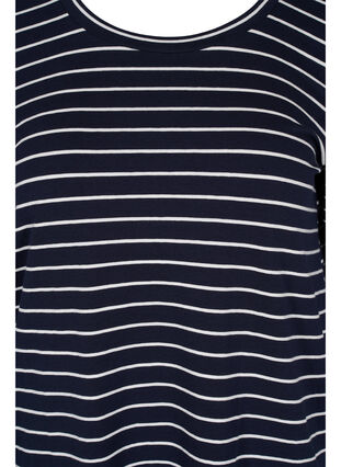 Randig bomullsklänning med slits, Blue Stripe, Packshot image number 2
