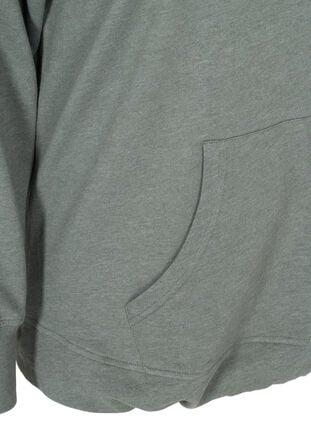 Melerad sweatshirt med huva och ficka, Balsam Melange, Packshot image number 3