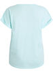 Kort&auml;rmad t-shirt i bomullsmix, Turkos, Packshot image number 1