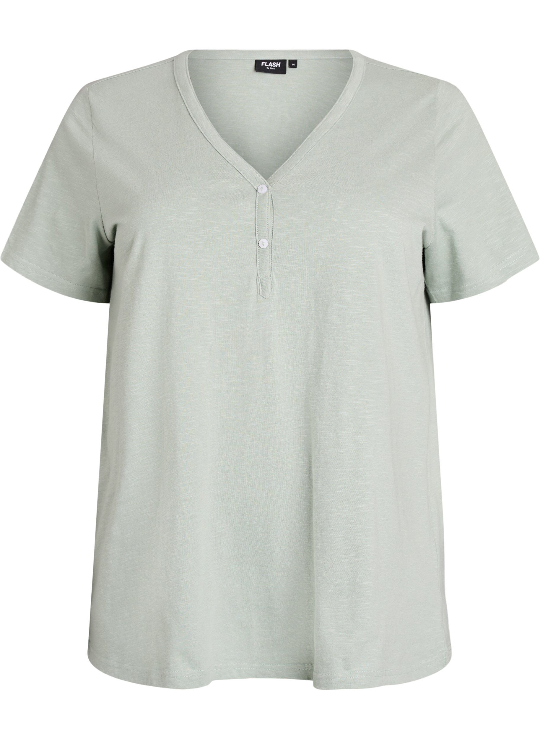ZizziT-shirt med knappdetalj, Gr&ouml;n, Packshot image number 0