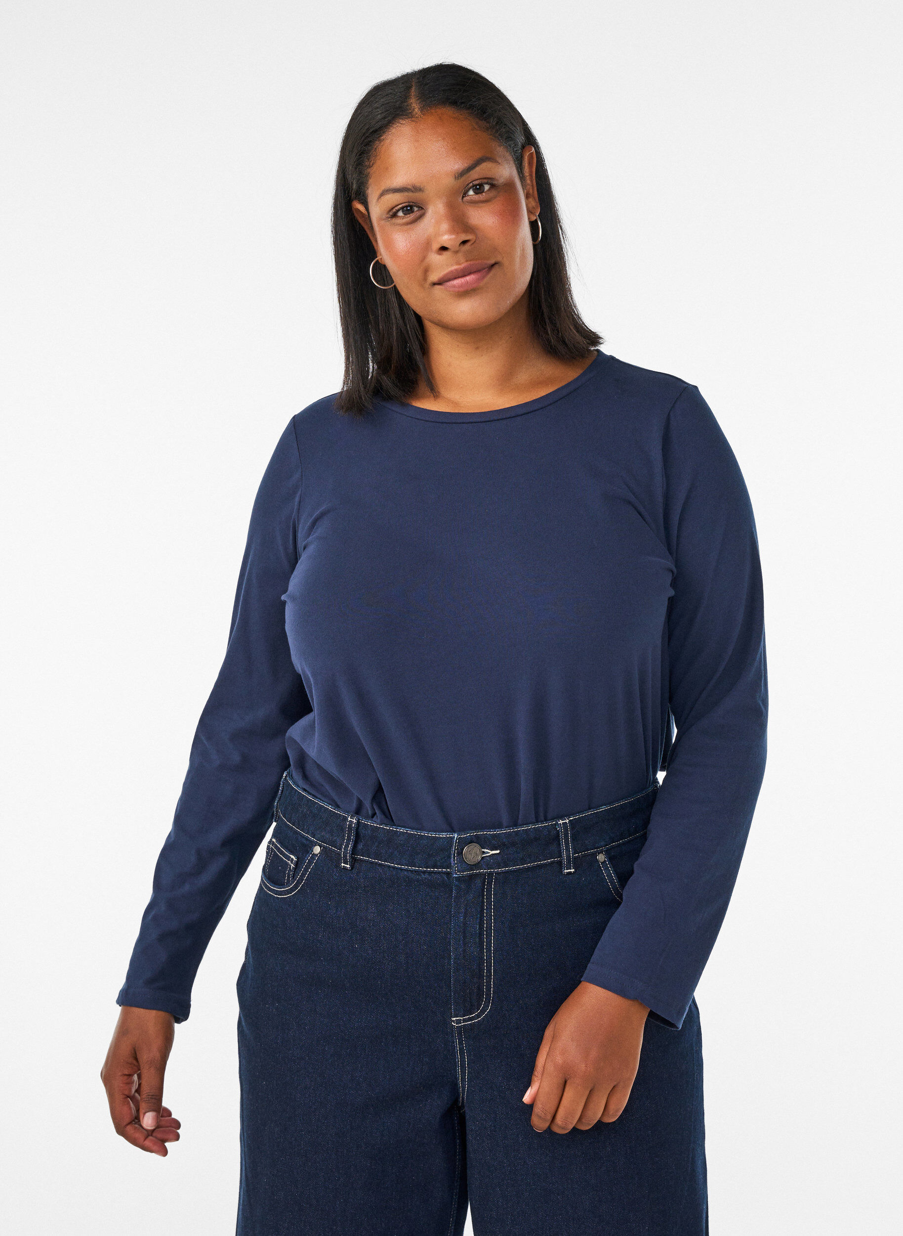 ZizziBaslinne i jersey med l&aring;nga &auml;rmar, Bl&aring;, Model image number 0