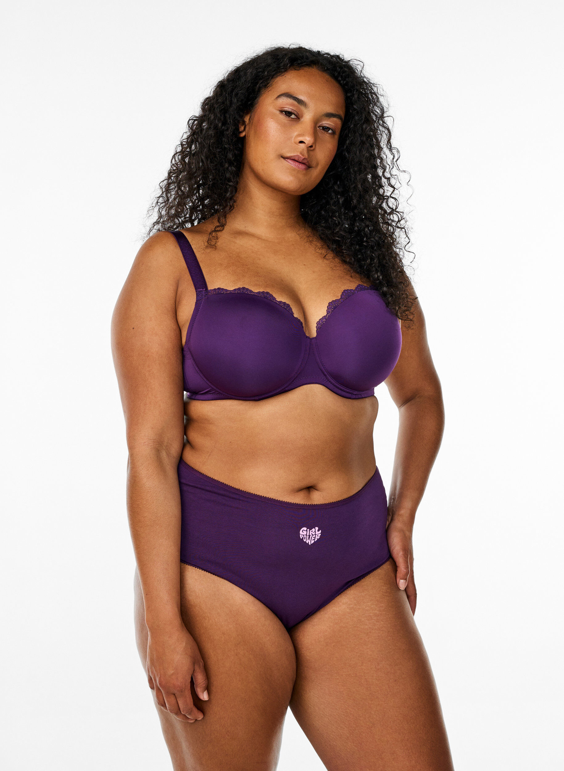 Zizzi 7-pack hipstertrosor med normal midja, Lila, Model image number 0