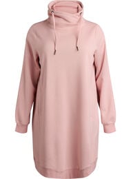 Kort sweatshirtkl&auml;nning med h&ouml;g krage och fickor, Rosa