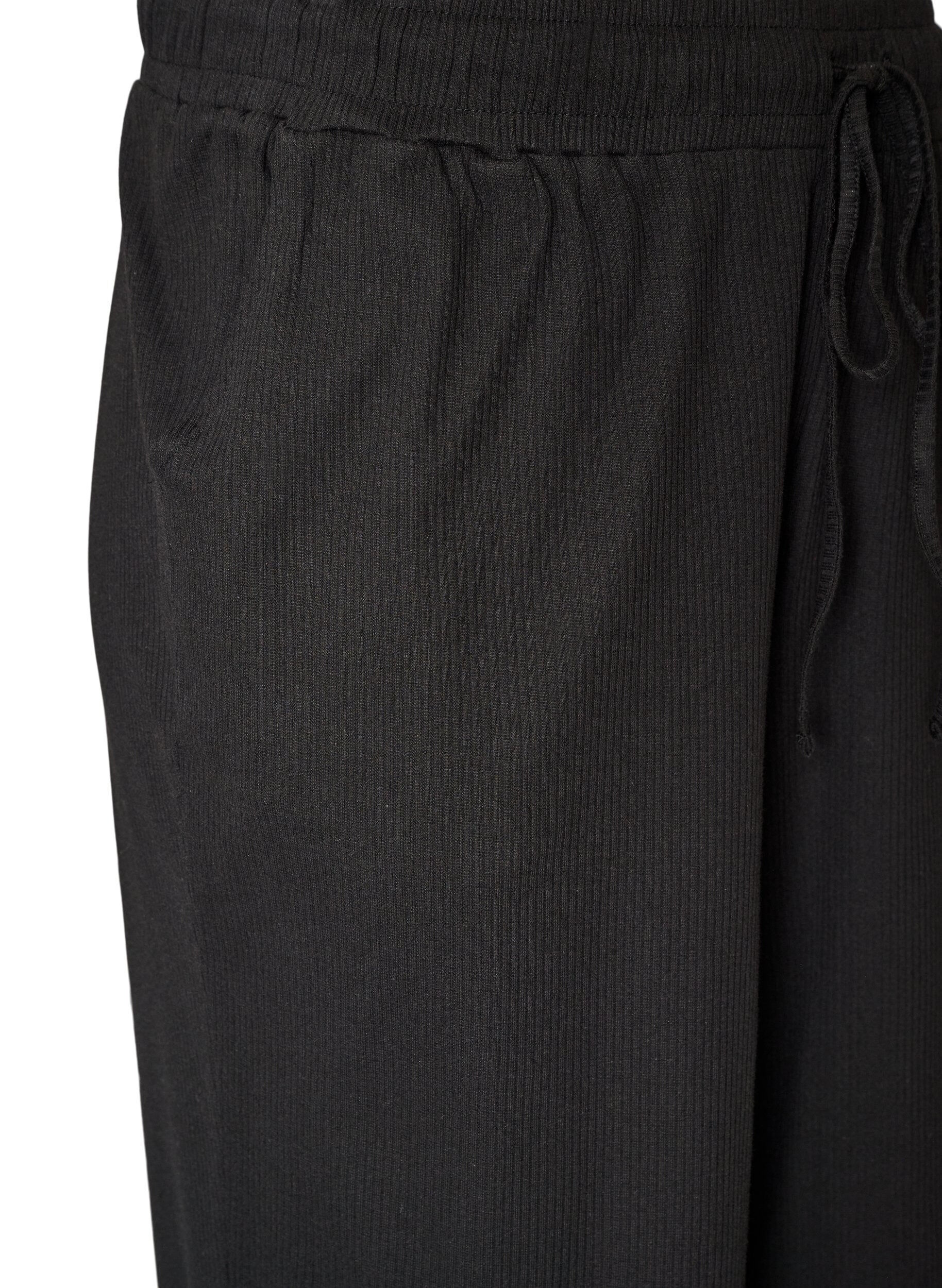 ZizziRibbade pyjamasbyxor med raka ben, Svart, Packshot image number 2