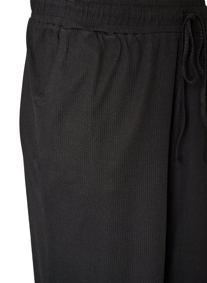 Ribbade pyjamasbyxor med raka ben, Svart, Packshot image number 2